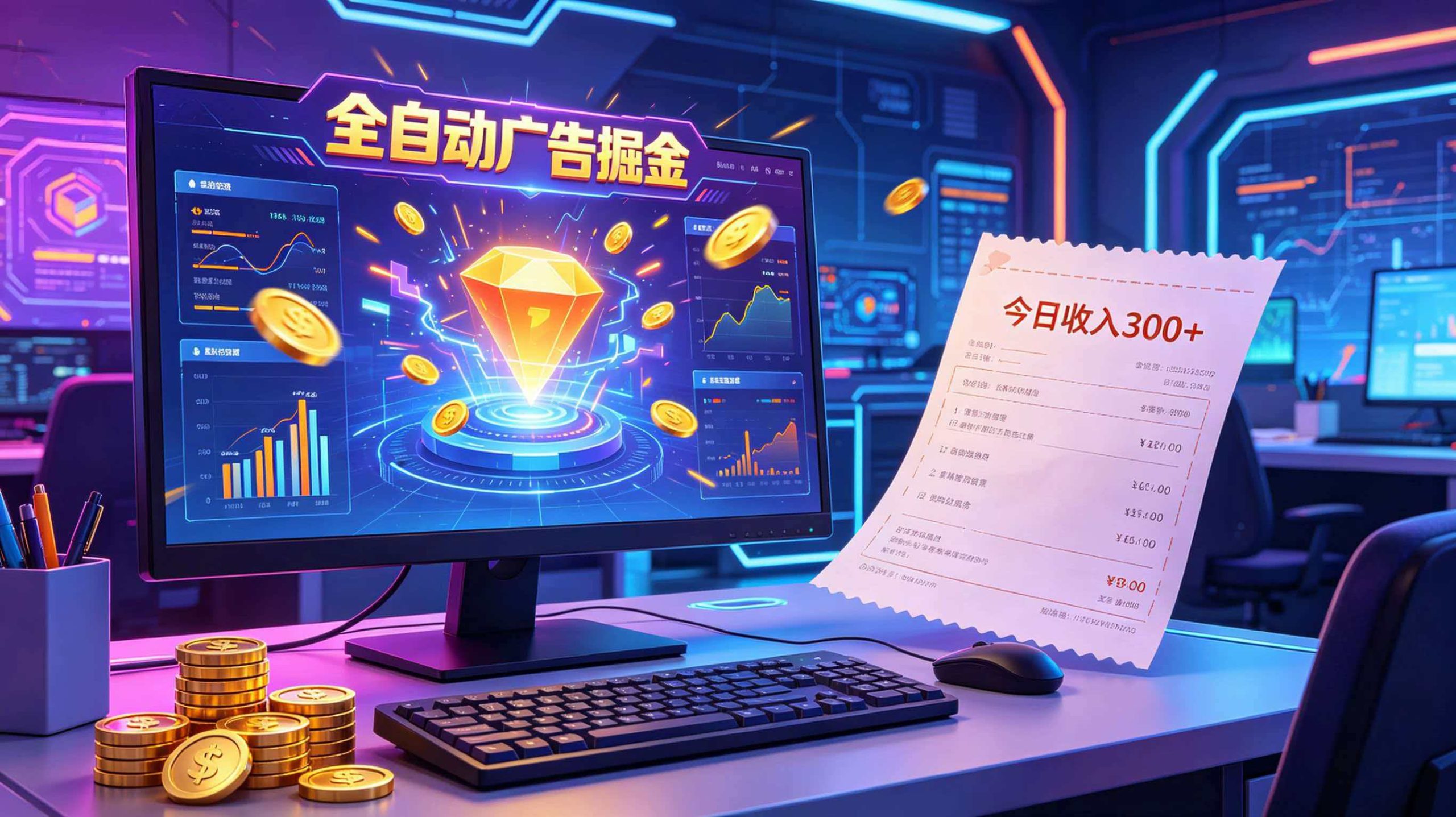全自动广告掘金，日入300+。全程Ai自动化运行，解放双手，时间自由。收益稳定-轻创项目网