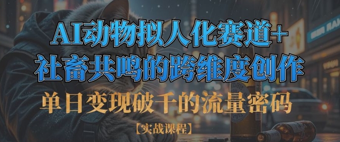 单日变现破千的流量密码，AI动物拟人化赛道+社畜共鸣的跨维度创作-轻创项目网