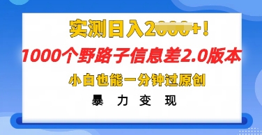 2025抖音1000个野路子信息差最新玩法，一分钟过原创，暴力变现月入几k-轻创项目网