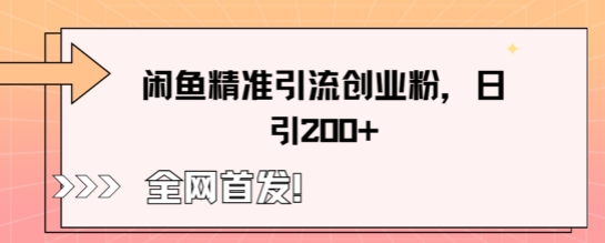闲鱼精准引流创业粉，轻松日引200+-轻创项目网