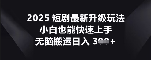 2025短剧最新升级玩法，小白也能快速上手，无脑搬运日入3张-轻创项目网