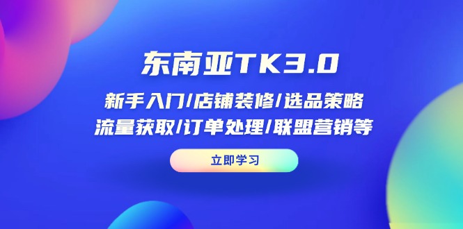 （14208期）东南亚TK3.0：新手入门/店铺装修/选品策略/流量获取/订单处理/联盟营销等-轻创项目网