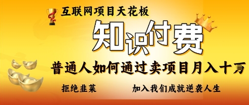 互联网项目天花板，知付付费项目，普通人如何通过卖项目月入十个，拒绝韭菜【揭秘】-轻创项目网