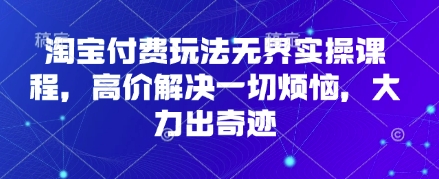 淘宝付费玩法无界实操课程，高价解决一切烦恼，大力出奇迹-轻创项目网