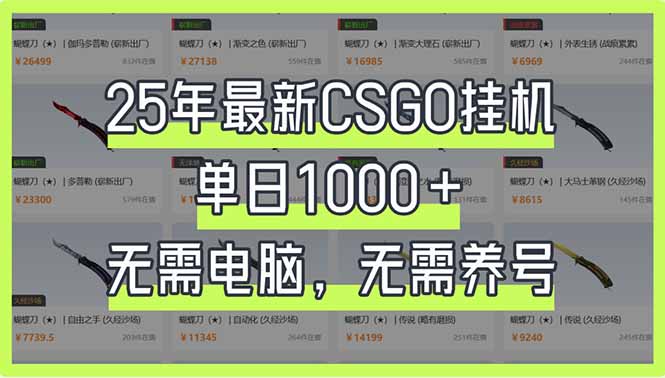 （14178期）25年最新CSGO挂机系统，单日1000+，无需电脑，无需养号，0基础可上手-轻创项目网