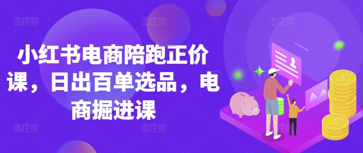 小红书电商陪跑正价课，小红书官方认证电商讲师教学，日出百单选品，电商掘进课-轻创项目网