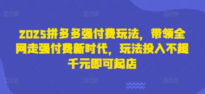 2025拼多多强付费玩法，带领全网走强付费新时代，玩法投入不超千元即可起店-轻创项目网