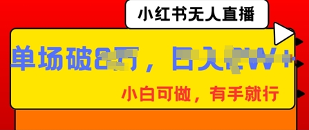 小红书无人直播，纯小白可做，有手就行，单场直播销售额破8w-轻创项目网