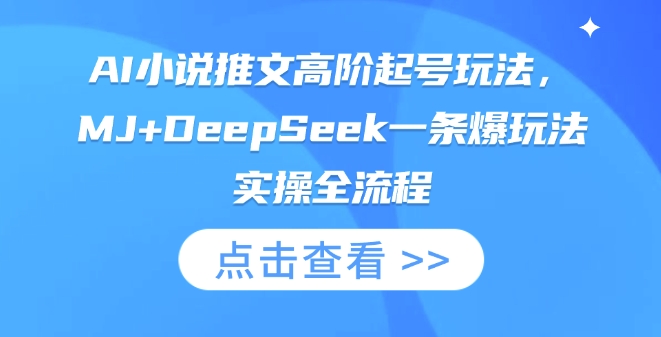 AI小说推文高阶起号玩法，MJ+DeepSeek一条爆玩法实操全流程-轻创项目网