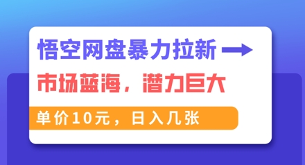 悟空网盘暴力拉新：一单10元，市场空白，日入几张-轻创项目网