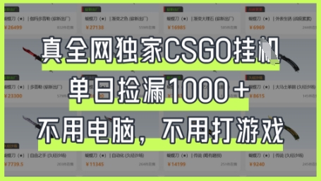 真全网独家CSGO挂G，单日捡漏1k+【揭秘】-轻创项目网