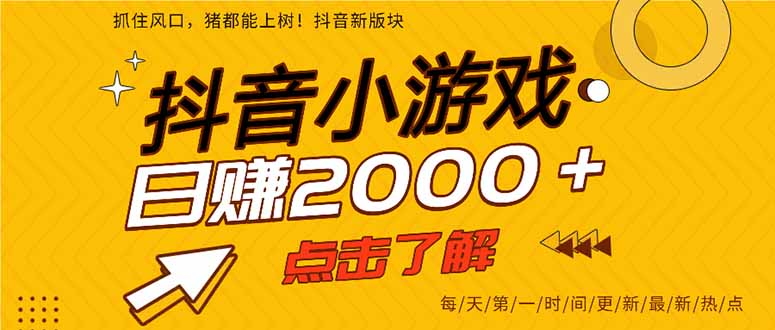 (14319期)抖音小游戏,最新风口项目,亲测单游戏2000+感兴趣点击了解。-轻创项目网