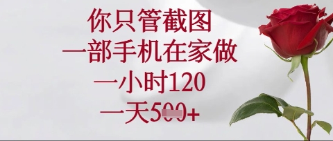 你只管截图，一部手机在家操作，一小时120.一天5张【揭秘】-轻创项目网